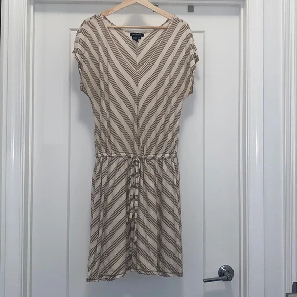 brown and cream striped dress Fate: Stay Forever Cream White Striped Midi Dress, Small - The Mint Julep Boutique main image 1